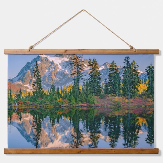 Mount Shuksan mirrored in Reflection Lake Hanging Tapestry (Front)