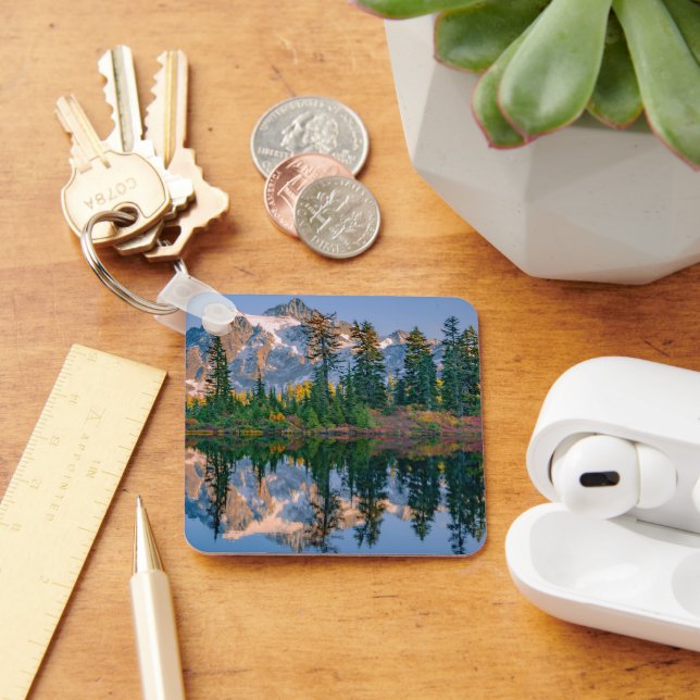 Mount Shuksan mirrored in Reflection Lake Keychain (Desk)