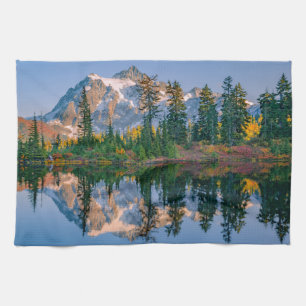 Mount Shuksan mirrored in Reflection Lake Kitchen Towel