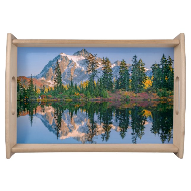 Mount Shuksan mirrored in Reflection Lake Serving Tray (Front)