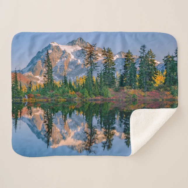 Mount Shuksan mirrored in Reflection Lake Sherpa Blanket (Front (Horizontal))