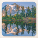 Mount Shuksan mirrored in Reflection Lake Square Paper Coaster<br><div class="desc">Mount Shuksan is mirrored in Reflection Lake at Mount Baker NRA on an autumn afternoon in the North Cascades of Washington,  Whatcom County,  Washington,  USA</div>