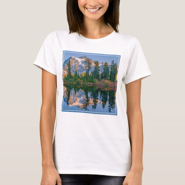 Mount Shuksan mirrored in Reflection Lake T-Shirt (Front)
