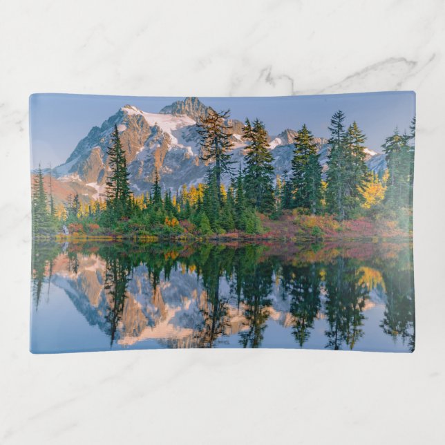 Mount Shuksan mirrored in Reflection Lake Trinket Tray (Front)