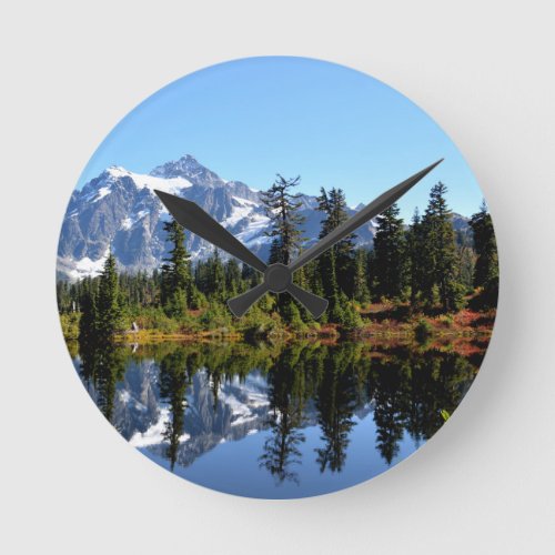 Mount Shuksan on a Sunny Day Round Clock