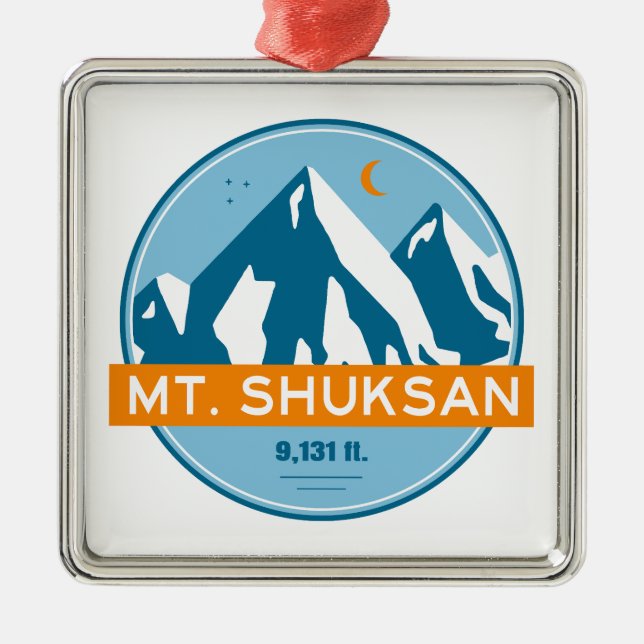 Mount Shuksan Washington Stars Moon Metal Ornament (Front)