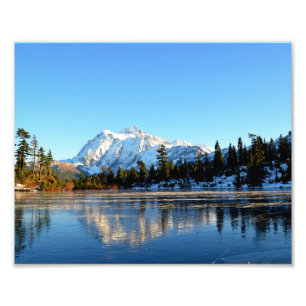 Mount Shuksan with Picture Lake on a winter day Photo Print