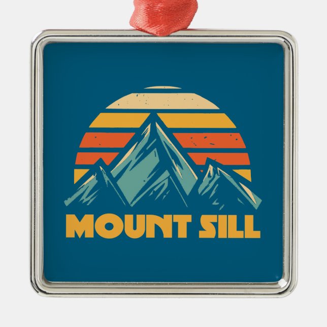 Mount Sill California Retro Turquoise Metal Ornament (Front)