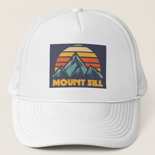 Mount Sill California Retro Turquoise Trucker Hat (Front)