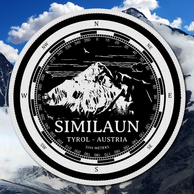 Mount Similaun - Tyrol Austria Alps Patch (Mount Similaun Patch in Back with a white compass and mountain illustration)