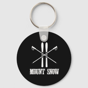 Mount Snow Skiing Skier Ski Poles Nordic Down Hill Keychain