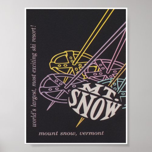 Mount Snow Vermont Retro Ski Travel Poster