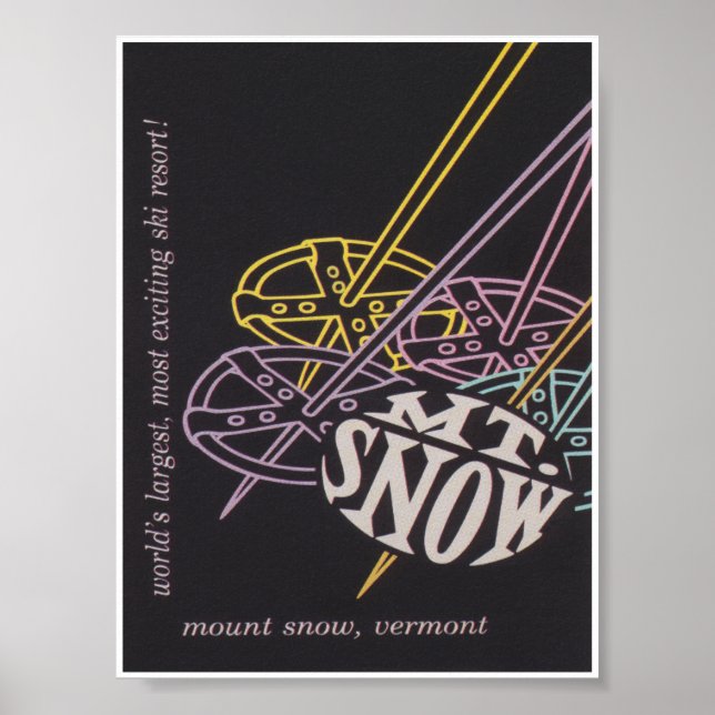 Mount Snow Vermont Retro Ski Travel Poster (Front)