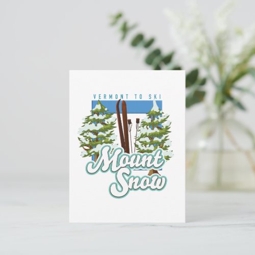 Mount Snow Vermont Ski logo Postcard