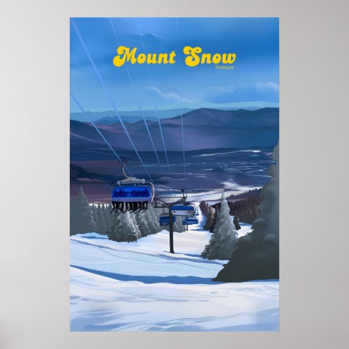 Mount Snow Vermont Ski Resort Travel Poster