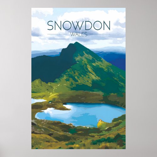 Mount Snowdon Wales Travel Poster