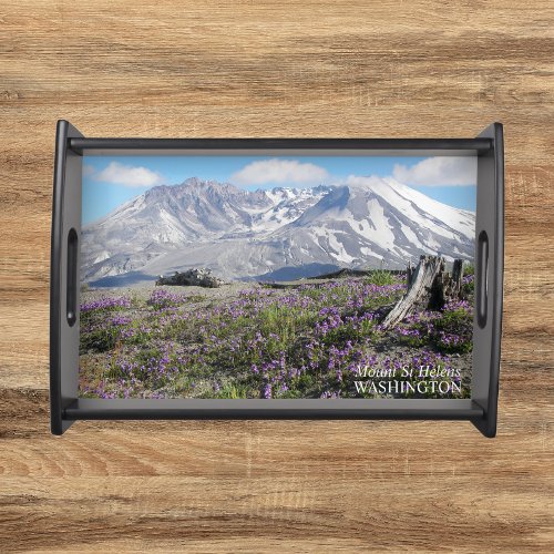 Mount St Helens and Wildflowers Landscape Serving Tray