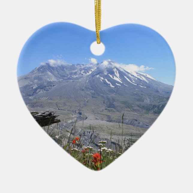 Mount St. Helens Ceramic Ornament (Front)