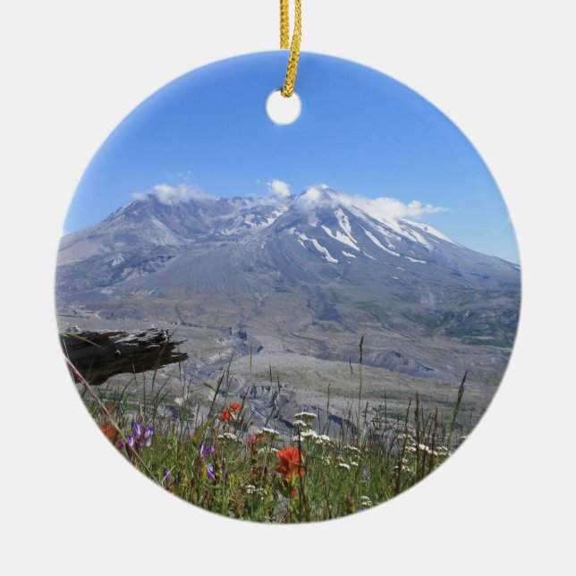 Mount St. Helens Ceramic Ornament (Front)