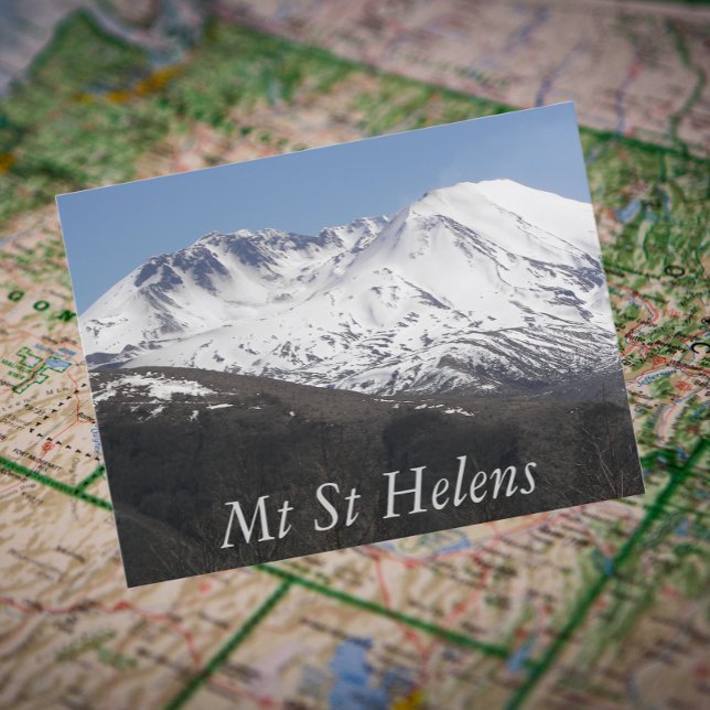 Mount St Helens Crater Travel Photo Postcard (In Situ Map)
