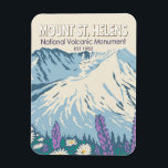 Mount St Helens National Volcanic Monument Retro Magnet<br><div class="desc">Mount St Helens National Volcanic Monument vector artwork design. The national monument was set aside for research,  recreation,  and education. Inside the Monument,  the environment is left to respond naturally to the disturbance.</div>