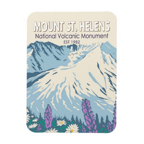 Mount St Helens National Volcanic Monument Retro Magnet