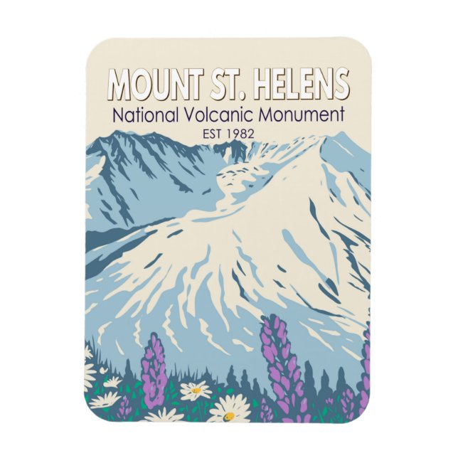 Mount St Helens National Volcanic Monument Retro Magnet (Vertical)