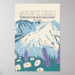 Mount St Helens National Volcanic Monument Retro Poster