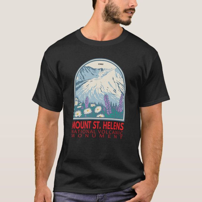 Mount St Helens National Volcanic Monument Retro T-Shirt (Front)