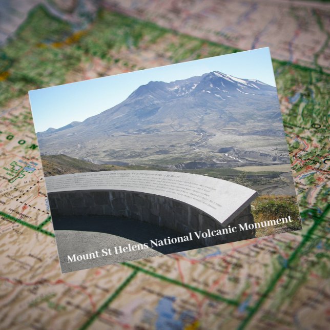 Mount St Helens National Volcanic Monument Travel Postcard (In Situ Map)