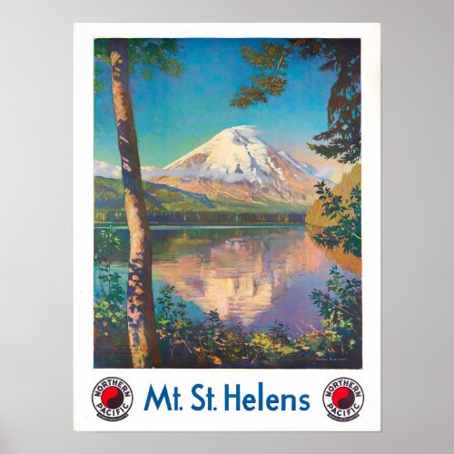 Mount St Helens vintage travel poster
