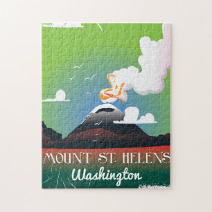 Mount St. Helens vintage travel poster. Jigsaw Puzzle