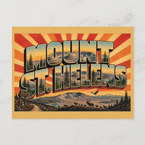 Mount St. Helens WA Crater Lava Dome Forest Art Postcard