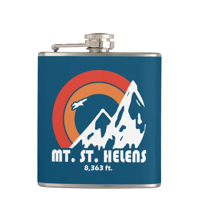 Mount St. Helens Washington Sun Eagle Flask (Front)