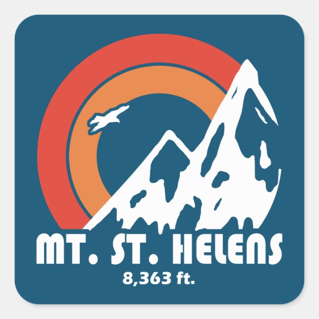 Mount St. Helens Washington Sun Eagle Square Sticker (Front)
