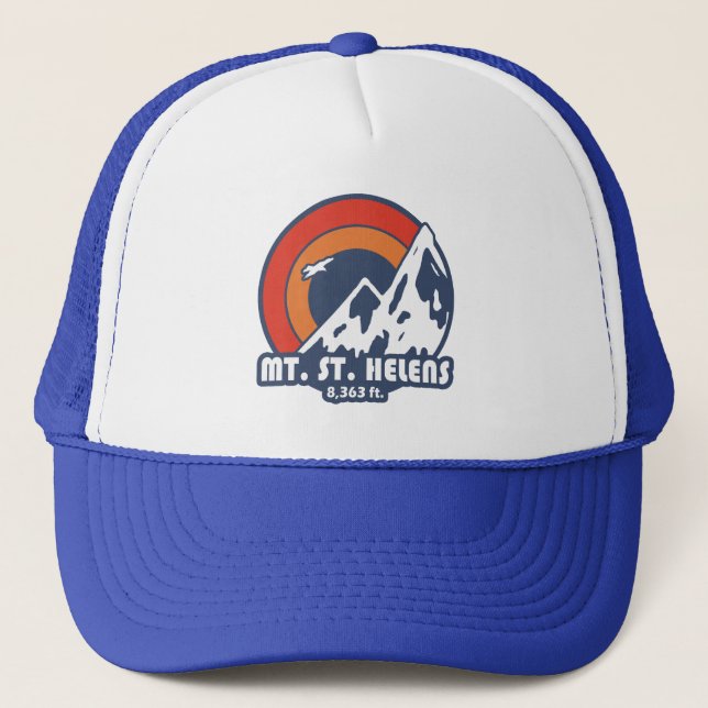 Mount St. Helens Washington Sun Eagle Trucker Hat (Front)