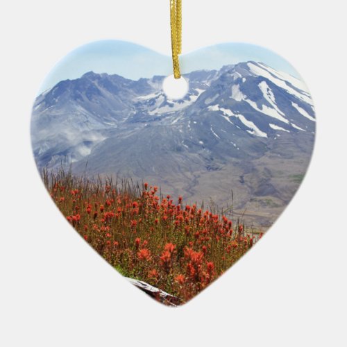 Mount St Helens Wildflowers Ceramic Ornament