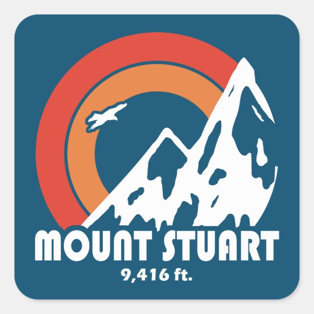 Mount Stuart Washington Sun Eagle Square Sticker (Front)