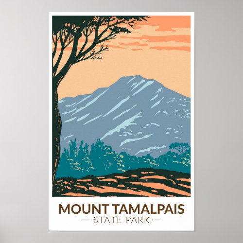 Mount Tamalpais State Park California Vintage Poster