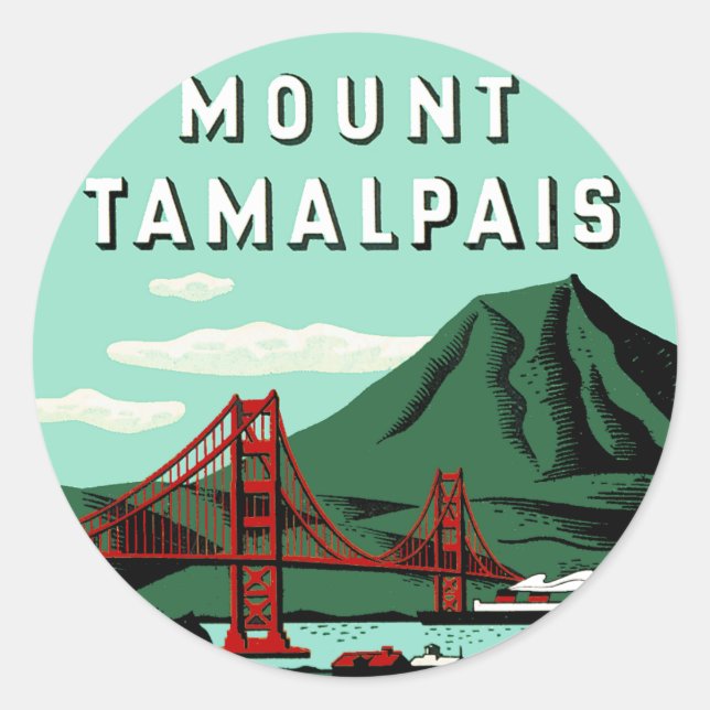 Mount Tamalpais Travel Poster Classic Round Sticker (Front)