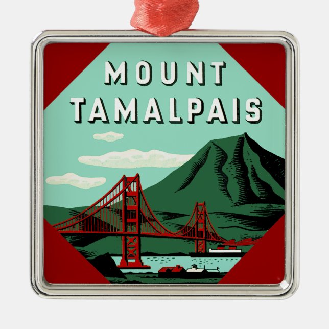 Mount Tamalpais Travel Poster Metal Ornament (Front)