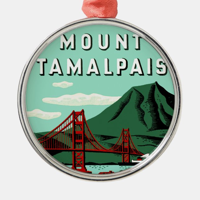 Mount Tamalpais Travel Poster Metal Ornament (Front)