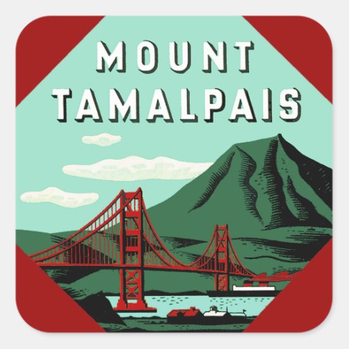 Mount Tamalpais Travel Poster Square Sticker