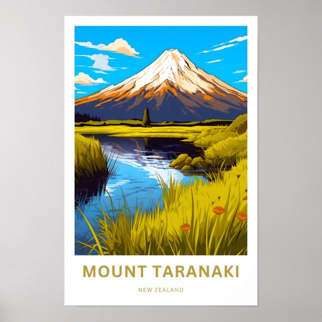 Mount Taranaki New Zealand Travel Print (Front)