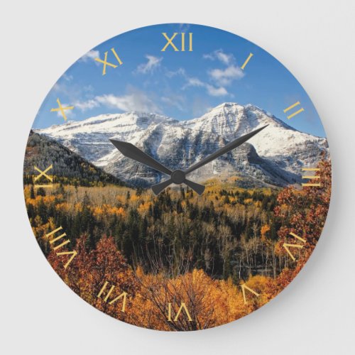 Mount Timpanogos in Autumn Utah Mountains Large Clock