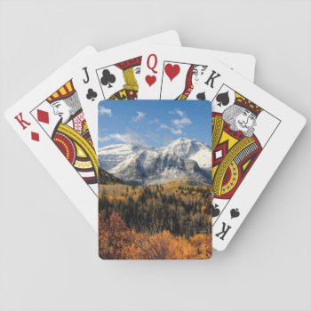 Mount Timpanogos In Autumn Utah Mountains Playing Cards by PhotographyTKDesigns at Zazzle