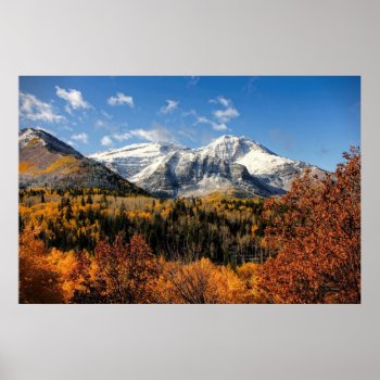 Mount Timpanogos In Autumn Utah Mountains Poster by PhotographyTKDesigns at Zazzle