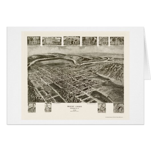 Mount Union, PA Panoramic Map - 1906 Cards (Front Horizontal)