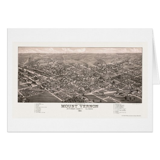 Mount Vernon, IL Panoramic Map - 1881 Cards (Front Horizontal)