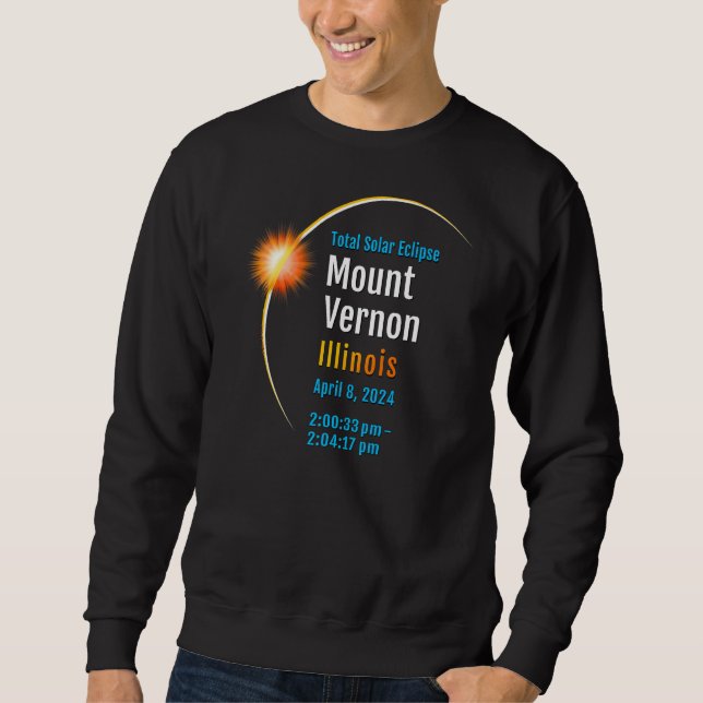 Mount Vernon Illinois Il Total Solar Eclipse 2024  Sweatshirt (Front)